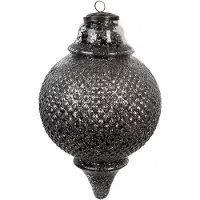 Clayre & Eef Kerstbal Ø 16x27 cm Zwart Glas Kerstboomversiering Zwart Kerstboomversiering