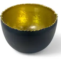 Merkloos Theelichthouder van metaal - Zwart/Goud - 8,5 x 6 cm