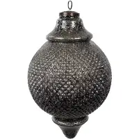 Clayre & Eef Kerstbal Ø 20x32 cm Zwart Glas Kerstboomversiering Zwart Kerstboomversiering