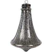 Clayre & Eef Kerstbal Ø 17x27 cm Zwart Glas Kerstboomversiering Zwart Kerstboomversiering