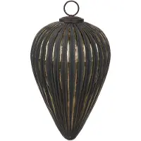 Clayre & Eef Kerstbal Ø 15x26 cm Zwart Glas Kerstboomversiering Zwart Kerstboomversiering
