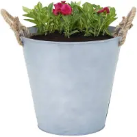 Merkloos Emmer/plantenpot/bloempot Old Rope - zink - zilver - D30 X H29 cm