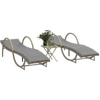 vidaXL Ligstoelen 2 st met tafel poly rattan beige
