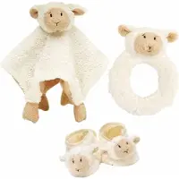 Happy horse Baby cadeau setje rammelaar, slofjes en tuttel doekje van Lammy het lammetje - Knuffeldoek