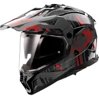 LS2 MX702 Pioneer II Crazy Zwart Rood Adventure Helm Maat S