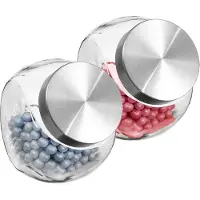 Secret De Gourmet 2x stuks snoeppotten/voorraadpotten 1,5L glas met RVS deksel - Voorraadpot