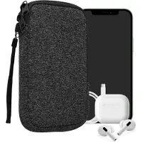 Kwmobile telefoontasje universeel geschikt voor L - 6,5" smartphones - 16,5 x 8,9 cm - Hoesje met rits en polslusje -In antraciet / wit -