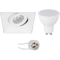 BES LED GU10 Inbouwspot Set - Mat Wit - Inbouw Vierkant - Trimless - Kantelbaar - Pragmi Nivas Pro - 4W - Warm Wit 3000K - 150mm