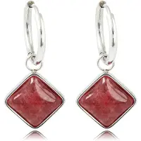 My Bendel - Zilverkleurige Oorbellen Salmiak Model met Red Aventurine Edelsteen - met Luxe Cadeauverpakking | Sieraden Voor Dames