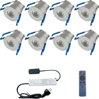 Velvalux LED Veranda Spot Complete Set - - 8 Stuks - 3W - Natuurlijk Wit 4000K - Dimbaar - Waterdicht IP65 - Inbouw - Rond - Mat Zilver - Aluminium - 12V