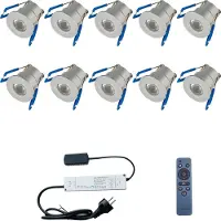 Velvalux LED Veranda Spot Complete Set - - 10 Stuks - 3W - Natuurlijk Wit 4000K - Dimbaar - Waterdicht IP65 - Inbouw - Rond - Mat Zilver - Aluminium - 12V