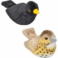 Wild republic Set van 2x stuks pluche vogels knuffels van 14 cm met geluid