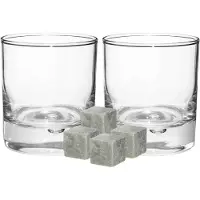 Secret De Gourmet whiskyglazen - set 6x stuks 300 ml - en 9x whisky ijsblokstenen - Cadeau set