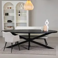 Giga Meubel Eettafel Mansour Ovaal Zwart Mangohout 200cm