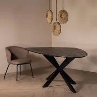 Giga Meubel Eettafel Owen Kiezel Zwart Matrix-poot 200cm