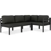 vidaXL 4-delige Loungeset met kussens aluminium antraciet