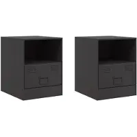 vidaXL Nachtkastjes 2 st 34,5x39x44 cm staal zwart