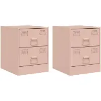 vidaXL Nachtkastjes 2 st 34,5x39x44 cm staal roze