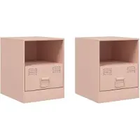 vidaXL Nachtkastjes 2 st 34,5x39x44 cm staal roze
