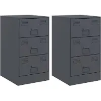 vidaXL Nachtkastjes 2 st 34,5x39x62 cm staal antracietkleurig