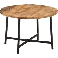 vidaXL Salontafel, 54x54x35 cm, massief mangohout en ijzer