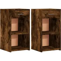 vidaXL Nachtkastjes 2 st 35x34x65 cm bewerkt hout gerookt eikenkleurig