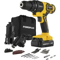 Powerplus 5-in-1 accu combi gereedschap POWX00550- 20 V Multitool - Schroeven, boren, zagen, schuren en schrapen - klusgereedschap- Met accu, lader en 25 acc.