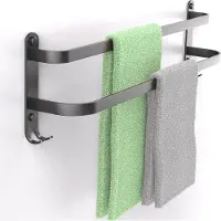 EAVY Handdoekrek Badkamer Zwart - 60 cm - Handdoekhouder - Handdoekenrek - Badkamerrek - Wandrek