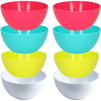 PlasticForte Kommetjes/schaaltjes - 8x stuks - dessert/ontbijt - kunststof - D14 cm - kleurenmix