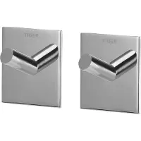 Tiger Square - Handdoekhaak - Zonder boren - Handdoekhaakjes - 3M tape - RVS gepolijst (2 stuks)