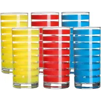 Urban Living Drinkglazen Colorama - 6x - rood/geel/blauw - glas - 295 ml - gekleurd mix
