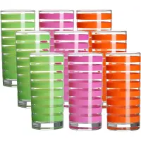 Urban Living Drinkglazen Colorama - 9x - roze/oranje/groen - glas - 295 ml - gekleurd mix