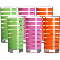 Urban Living Drinkglazen Colorama - 6x - roze/oranje/groen - glas - 295 ml - gekleurd mix