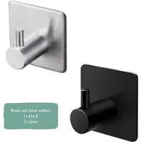 EAVY Zelfklevende Handdoekhaakjes – Set van 2 Handdoekhouders - Zwart & Zilver