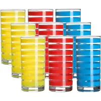Urban Living Drinkglazen Colorama - 9x - rood/geel/blauw - glas - 295 ml - gekleurd mix