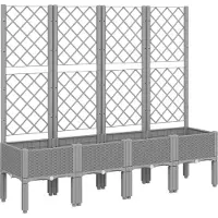 vidaXL Plantenbak met latwerk 160x40x142 cm polypropeen lichtgrijs