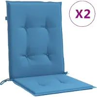 vidaXL Stoelkussens 2 st lage rug 100x50x4 cm stof gemêleerd blauw