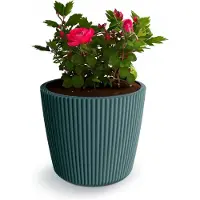 Prosperplast Plantenpot/bloempot Buckingham - buiten/binnen - design kunststof - zeeblauw - D14 x H13 cm