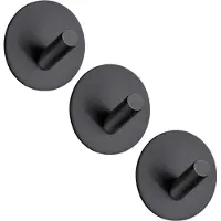EAVY Handdoekhaakjes Zelfklevend Zwart - 3x Zelfklevende Haakjes - Handdoekhouder - Plakhaakjes - Wandhaak