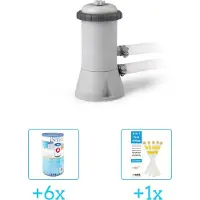 Intex 28604GS Filterpomp - 2.271 liter per uur inclusief Filter Cardridge - Type A (6 stuks) & WAYS Testrips (1 stuks)