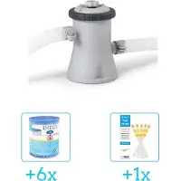Intex 28602GS Filterpomp - 1.250 liter per uur inclusief Filter Cardridge - Type H (6 stuks) & WAYS Testrips (1 stuks)