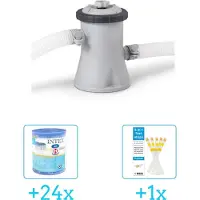 Intex 28602GS Filterpomp - 1.250 liter per uur inclusief Filter Cardridge - Type H (24 stuks) & WAYS Testrips (1 stuks)