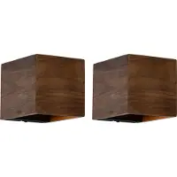 QAZQA Set van 2 Slimme wandlampen walnoot hout incl. wifi G9 - Transfer