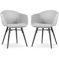 Nolon Nova-Otis Eetkamerstoelen Set van 2 Lichtgrijs - met Armleuning - Stof - Zwarte Poten