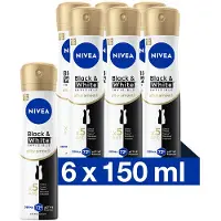 Nivea Black & White Silky Smooth deodorant spray - 6 x 150ml - voordeelverpaking