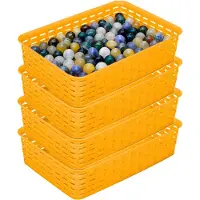 Hega hogar Opbergmandje/ladeverdeler - 4x - geel - 2 liter - kunststof - 17 x 25 x 6 cm - kleine opslag bakjes - manden