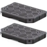 Kistenberg Sorteerbox/vakjes koffer - 2x - 14 vaks - kunststof - zwart - 28 x 20 x 4 cm
