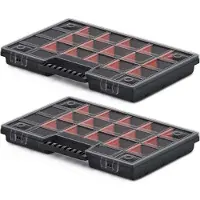 Kistenberg Sorteerbox koffer - 2x - 20 vaks - kunststof - zwart - 29 x 20 x 3.5 cm