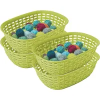 Hega hogar Opbergmandje/kastmandje - 4x - limegroen - 2 liter - kunststof - 18 x 25 x 7 cm - kleine opslag bakjes - manden
