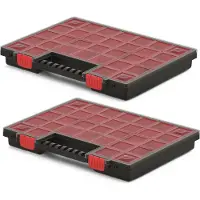 Kistenberg Sorteerbox/vakjes koffer - 2x - 30 vaks - kunststof - zwart - 40 x 30 x 5 cm